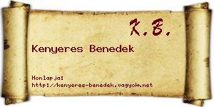 Kenyeres Benedek névjegykártya