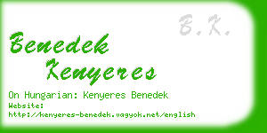 benedek kenyeres business card